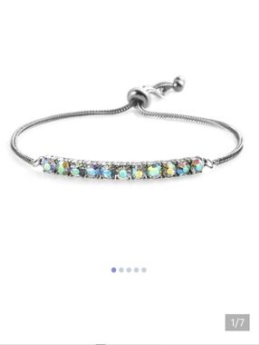 🆕️Aurora Borealis Color Crystal Bolo Bracelet in Stainless Steel